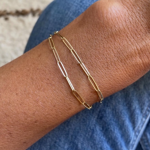 Catbird Jewelry - Long paper clip chain bracelet (14k)